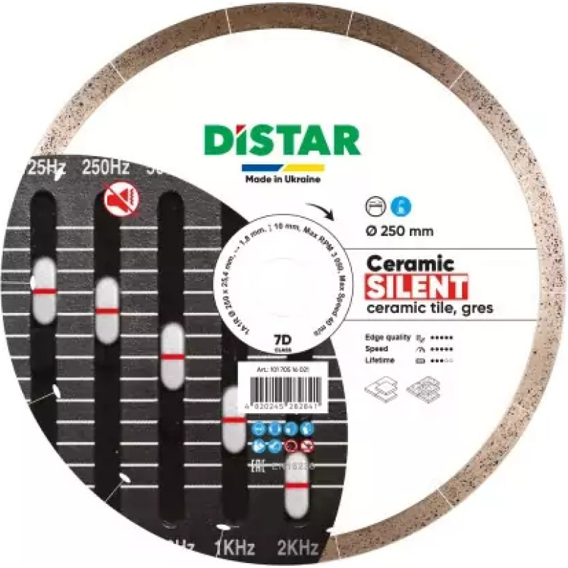 Distar TARCZA DIAMENTOWA CERAMIC SILENT 250 x 1,8 x 10 x 25,4