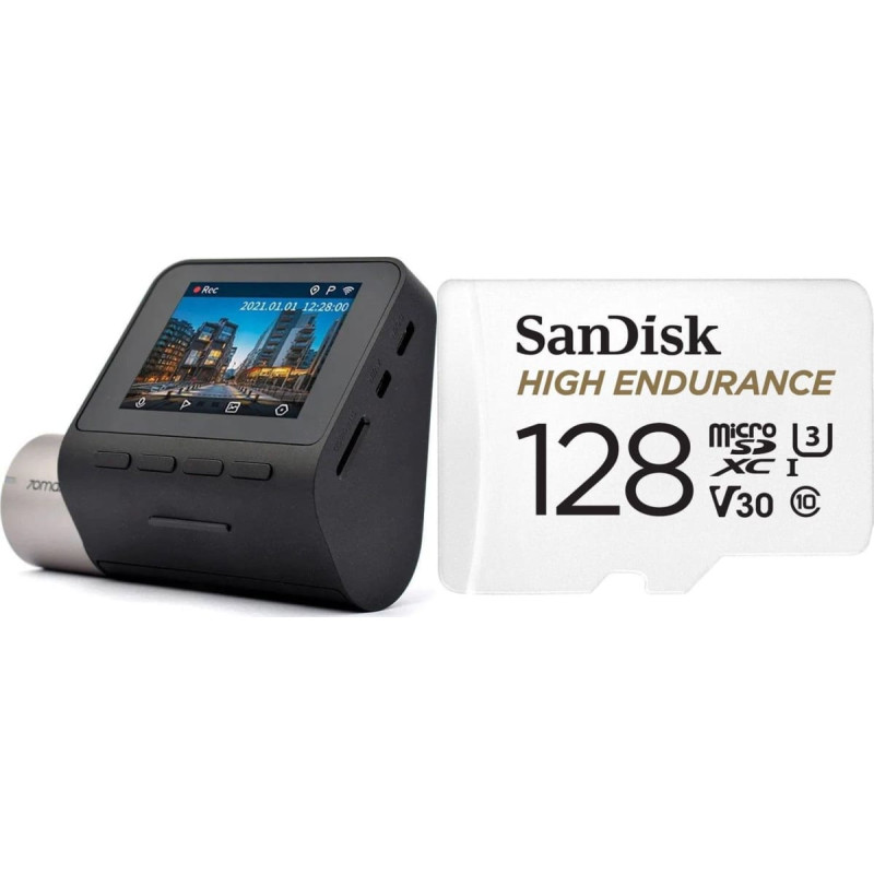 70Mai Wideorejestrator 70mai Wideorejestrator 70mai A500S Pro Plus+ Czarny + Karta SanDisk High Endurance MicroSDXC 128 GB