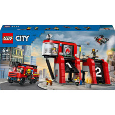 Lego 60414 City Fire Station with turntable ladder vehicle, construction toy