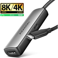 Axagon RVC-HI8KPD, USB-C -> HDMI 2.1 redukce / adaptér, 8K/60Hz, 4K/144Hz, HDR10+, PD100W 0,16 m C tipo USB HDMI + USB Type-C