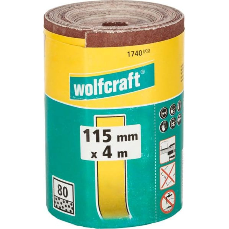 Wolfcraft Rolle Schleifpapier K&ouml;rnung 80, 4 m x 115 mm