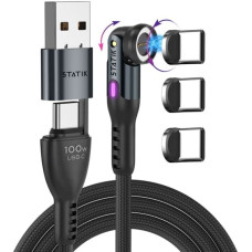 Statik 360Pro braided rotating 3 magn. tips USB-C Cable Black 2m