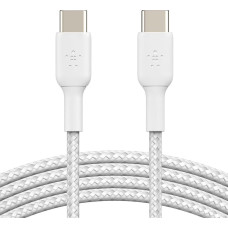 Belkin 1x2 Belkin braided PVC Cable 1m USB-C/USB-C wh.  CAB004bt1MWH2PK