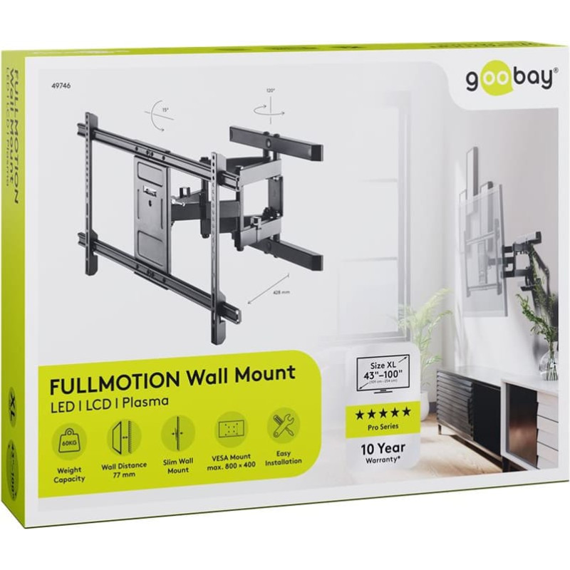 Goobay TV FULLMOTION Pro XL <60 Kg bk - 43-100