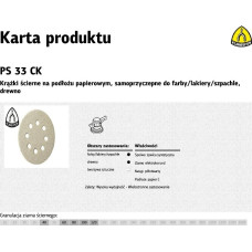 Klingspor KRĄŻEK ŚCIERNY SAMOPRZYCZEPNY 125mm PS33CK gr.100 GLS5 8-OTWORÓW/100szt.