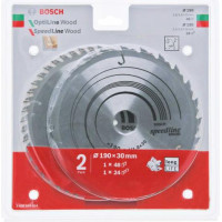 Bosch CIRCULAR SAW OPTILINE TWINPACK FOR WOOD 190X2,6/1,6X30X48T + SPEEDLINE WOOD 190X2,4/1,8X30X24T