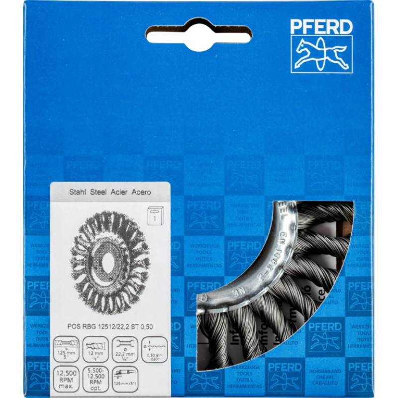 Pferd Diskinis vielinis šepetys RBG Steel 125x12x22,23mm 0,5mm, Pferd