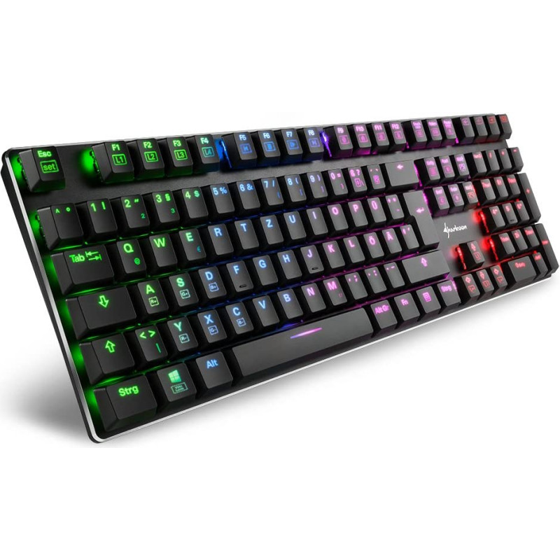 Sharkoon DE layout - Sharkoon PureWriter RGB, gaming keyboard (black, Kailh Choc Low Profile Blue)