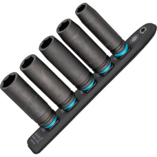 Hazet SmartRail 1/2 impact, machine screwdriver socket set hexagon, 5 pieces, socket wrench (black, SW 13 - SW 24, long)