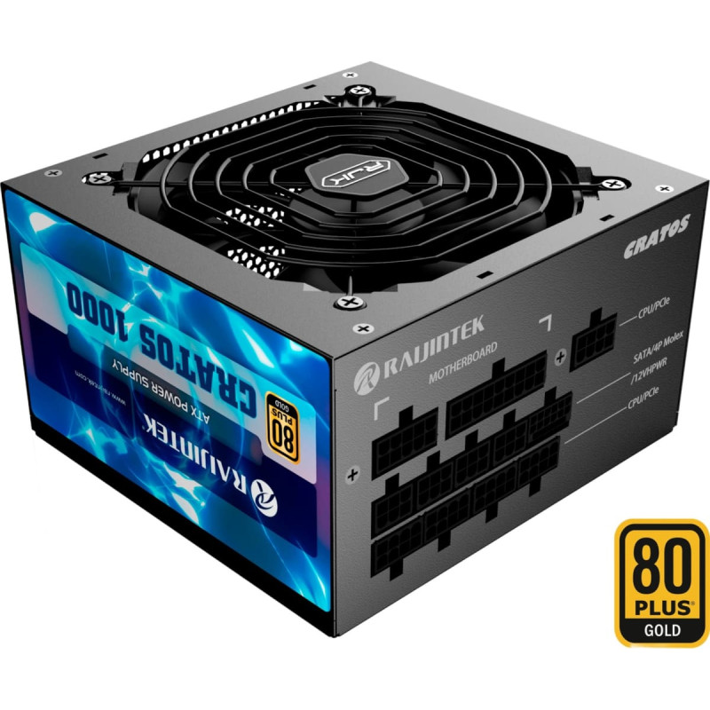 Raijintek CRATOS 1000 BLACK, PC power supply (black, cable management, 1000 watts)