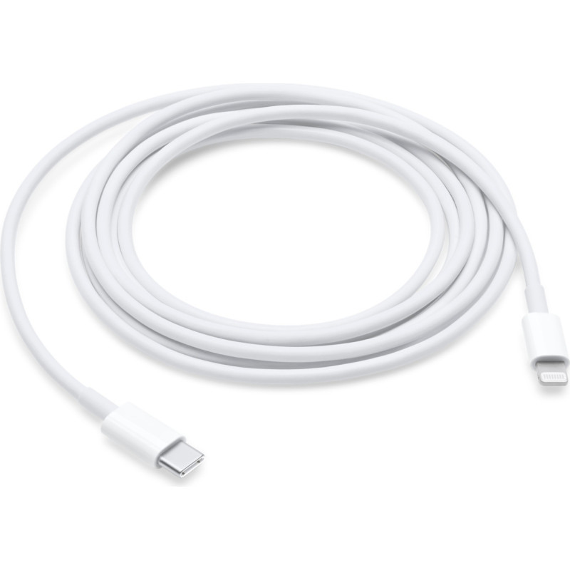 Apple USB adapter cable, USB-C plug > Lightning plug (white, 2 meters, PD, charging with up to 100 watts)