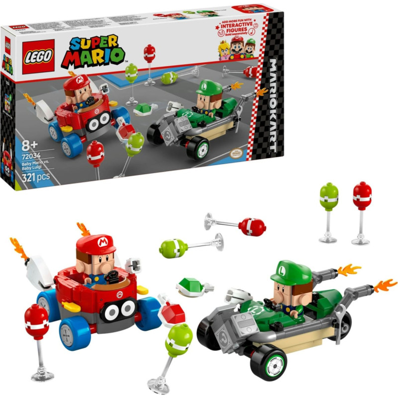 Lego 72034 Super Mario - Mario Kart: Baby Mario vs. Baby Luigi, construction toy