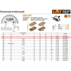 CMT PIŁA UNIWERSALNA, DO CIĘCIA WZDŁUŻNEGO I POPRZECZNEGO HM D=184 F=30 Z=24 K=2,6/1,6