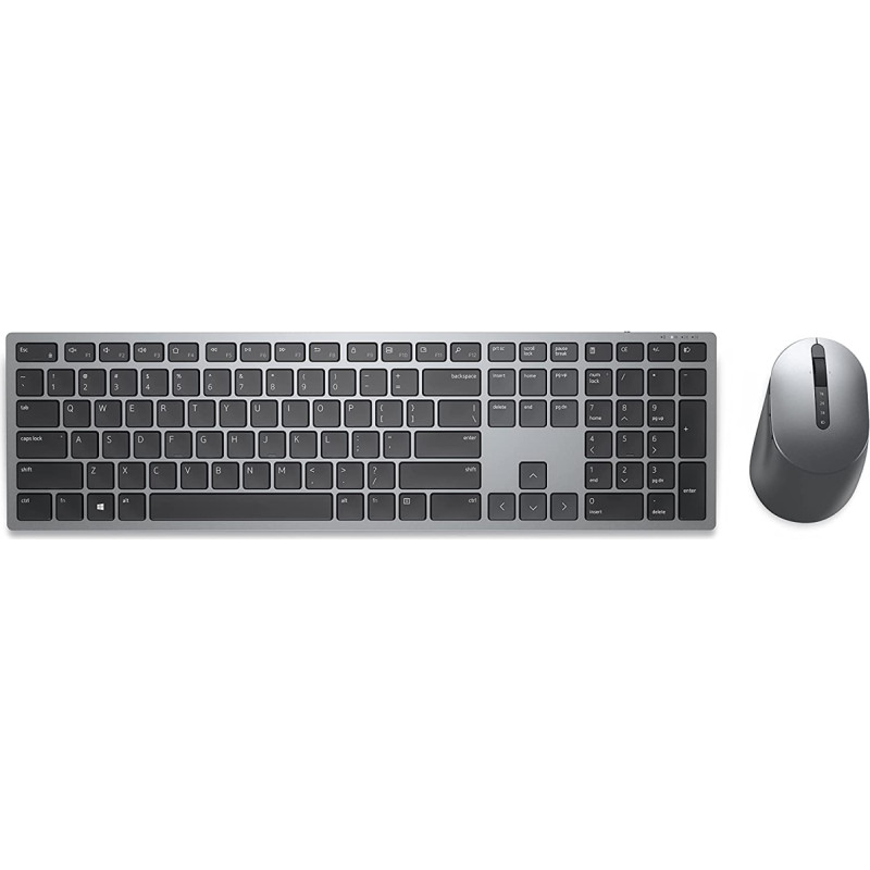 Dell DE Layout - Dell Premier Multi-Device Wireless Keyboard and Mouse (KM7321W) Desktop Set (Titanium/Black, Scissor Mechanics)