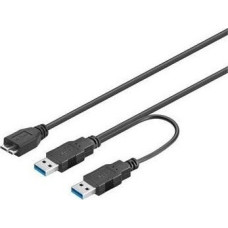 Premiumcord USB cable PremiumCord 2x USB-A - micro-B 0.3 m Black (ku3y01)