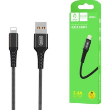 Denmen Kabel USB Denmen KABEL USB WZMACNIANY OPLOT IPHONE DENMEN CZARNY 1M D02L - USZKODZONE PUDEŁKO