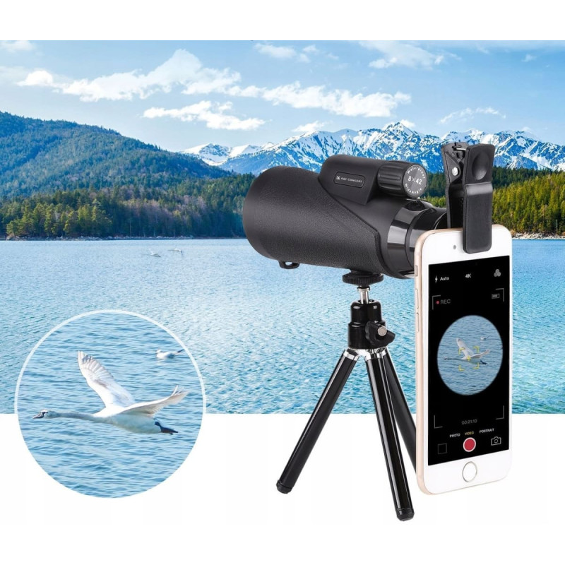 KF Monokular Luneta K&F ZOOM 8x 42mm BaK4 IP68 + Etui Statyw Uchwyt na Telefon