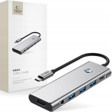 Tech-Protect HB04 HUB ADAPTER 9IN1 TYPE-C + USB2.0 + USB3.0 + HDMI 4K 60HZ + SD/TF + PD100W + AV3.5 SPACE GREY