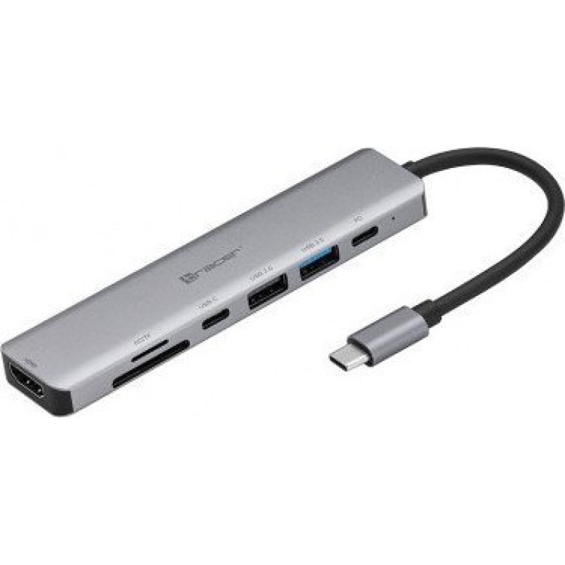 Tracer USB adapter Tracer ADAPTER TRAKER A-2, USB Type-C with card reader, HDMI 4K, USB 3.0, PDW 60W