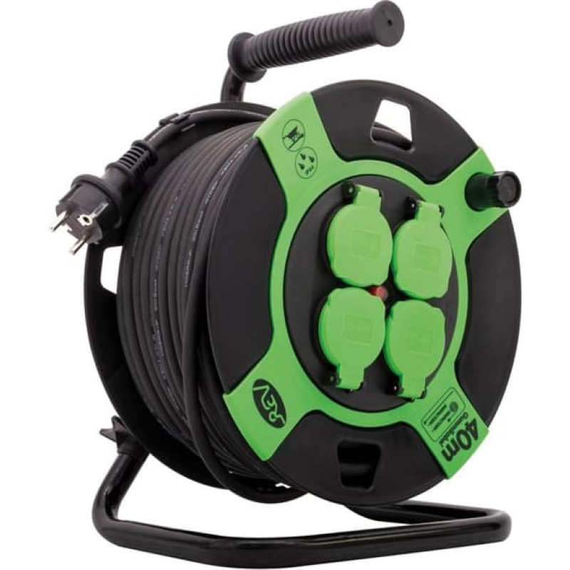 REV Cable Drum Resin 40m IP 44 4-fold black green