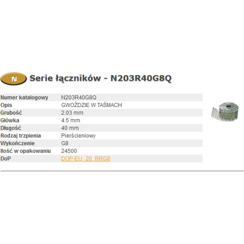 Bostitch GWOŹDZIE N55  2,03-40 R GAL8 Q