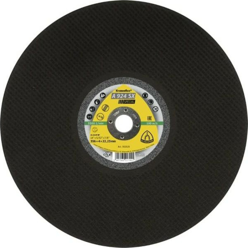 Klingspor TARCZA DO CIĘCIA METALU 350mm x 4,0mm x 32mm  A924SX  Special DO SZYN KOLEJOWYCH