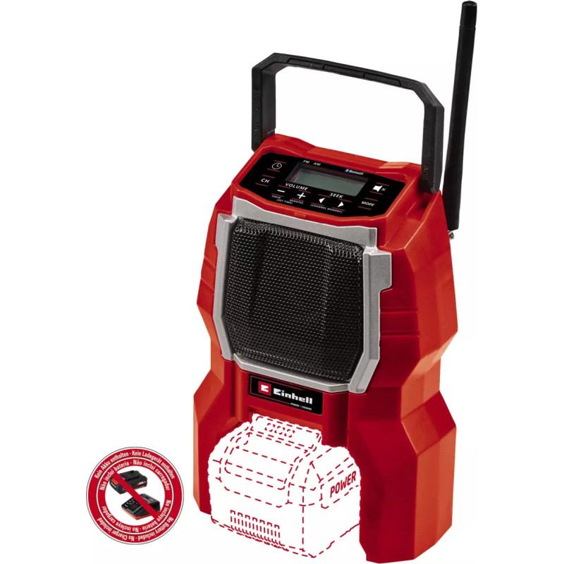 Einhell TC-RA 18 Li BT - Solo, construction site radio (red/black, Bluetooth)