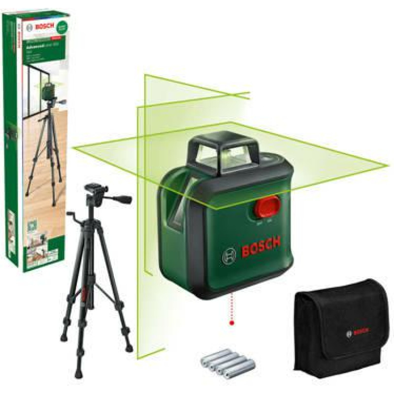 Bosch cross line laser AdvancedLevel 360 set (green/black, green laser lines, range 24 meters)