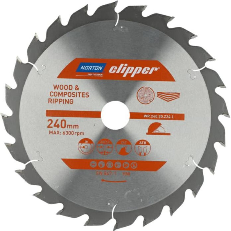 Norton PIŁA TARCZOWA 240mm x 30mm x 24z DREWNO I KOMPOZYTY ATB (3,0 / 2,0)
