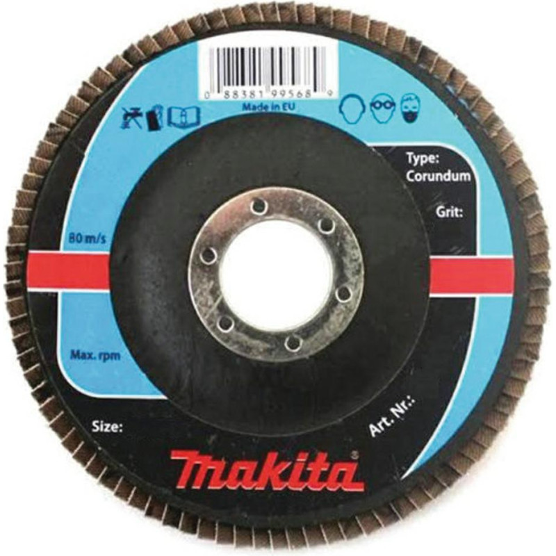 Makita ŚCIERNICA LISTKOWA CORUNDUM 125x22,23mm P120 ALUMINIUM, STAL, METAL, DREWNO