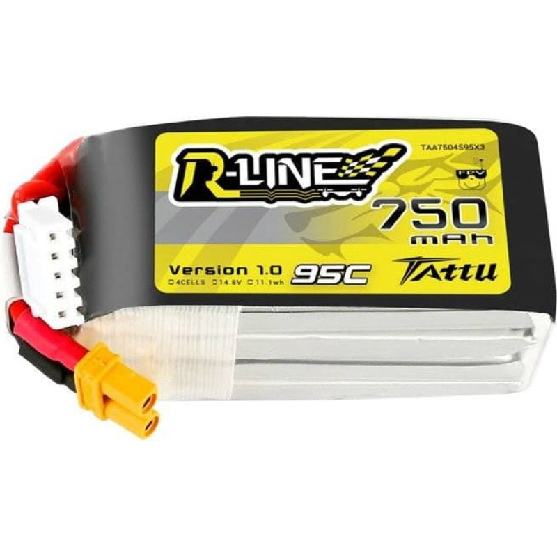 Tattu Battery Tattu R-Line 750mAh 14.8V 95C 4S1P JST-XHR