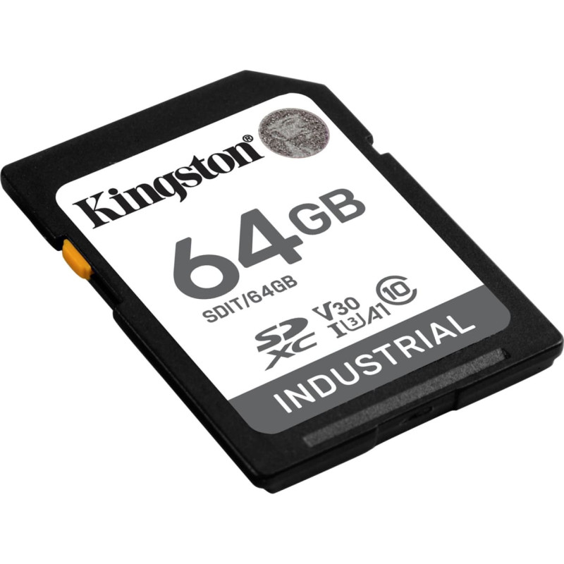 Kingston Industrial 64GB SDXC Memory Card (Black, UHS-I U3, Class 10, V30, A1)