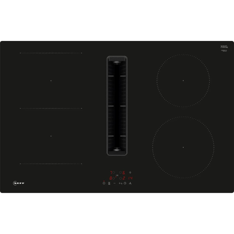Neff V58NBS1L0 N 50, independent hob (black, 80 cm, with integrated extractor hood)
