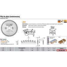 CMT Pjovimo diskas laminatinei plokštei 250x3.2x30mm Z80 a=10° TCG, CMT