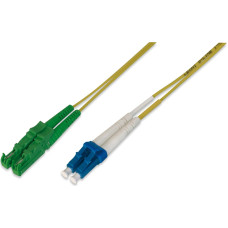 Digitus fiber optic patch cable duplex, E2000 (8° APC) > LC (UPC) connector, single-mode OS2 (yellow, 1 meter)