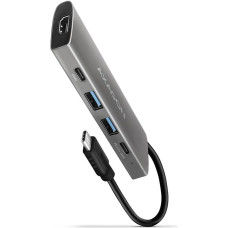 Axagon HMC-5G2 knyginių kompiuterių dokas / jungčių replikatorius Vielinis USB 3.2 Gen 2 (3.1 Gen 2) Type-C Pilka