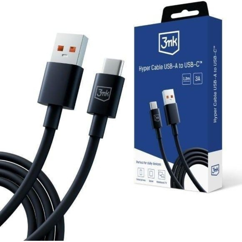 3MK Kabel USB 3MK USB-A - USB-C 1.2 m Czarny (3M005894)