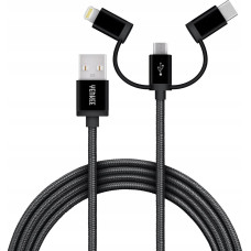 Yenkee Kabel USB Yenkee USB-A - USB-C + microUSB + Lightning 1 m Czarny (YCU 400BK)