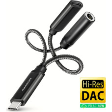 Axagon ADA-HCPD garso kabelis 0,1 m USB-C, 3.5 mm USB-C Juoda