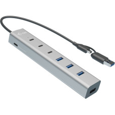 I-Tec CAHUBMETAL7 sąsajos šakotuvas USB 3.2 Gen 1 (3.1 Gen 1) Type-A + Type-C 5 Mbit/ai Pilka
