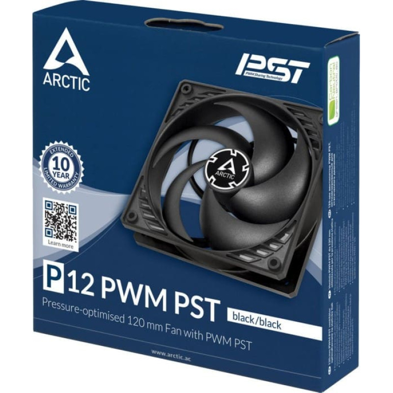 Arctic P12 PWM PST Kompiuterio korpusui Ventiliatorius 12 cm Juoda