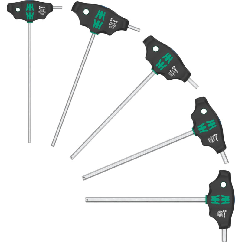Wera 454/5 HF SHK Set 1 T-handle screwdriver, 5 pieces (black/green, with holding function)