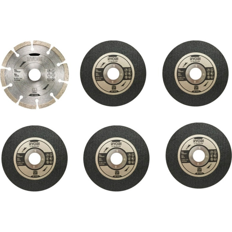 Ryobi cutting disc set RAK6AGD1, for 125mm angle grinder (6 pieces)