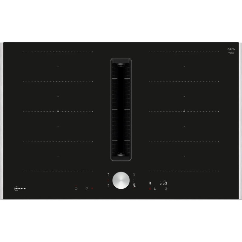 Neff V68TTX4L0 N 90, independent hob (black/stainless steel, 80 cm, with integrated extractor hood)