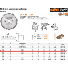 CMT Diskas pjovimo 250x3,2x30 Z40 HM 250x3,2/2,2x30 Z40 a=15° b=10° ATB, CMT