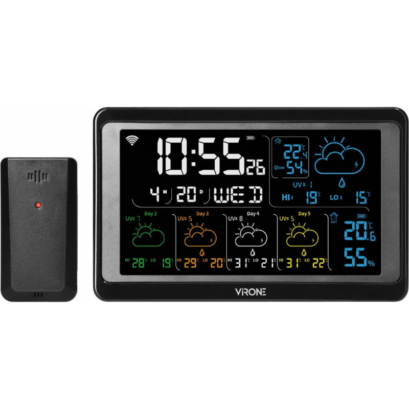 Orno STACJA POGODOWA BEZPRZEWODOWA, WI-FI, TEMP, WILG, LCD, CZARNA