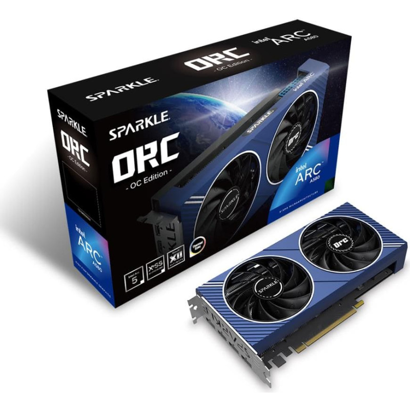 Sparkle Graphics Card|SPARKLE|Intel Arc A580|8 GB|GDDR6|256 bit|PCIE 4.0 16x|Dual Slot Fansink|1xHDMI|3xDisplayPort|SA580C-8GOC