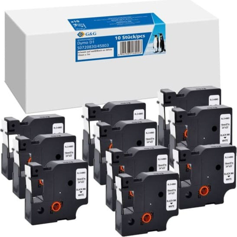 G&G 10x G&G Schriftband 19mm x 7m sw komp m. Dymo D1/ 45803/ S0720830