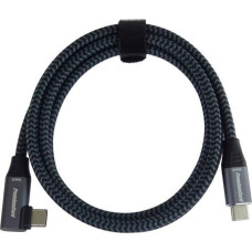 Premiumcord Kabel USB PremiumCord PREMIUMCORD USB-C zahnutý kabel (USB 3.2 Gen2x2, 5A, 100W, 20Gbit/s) 3m, Šedá