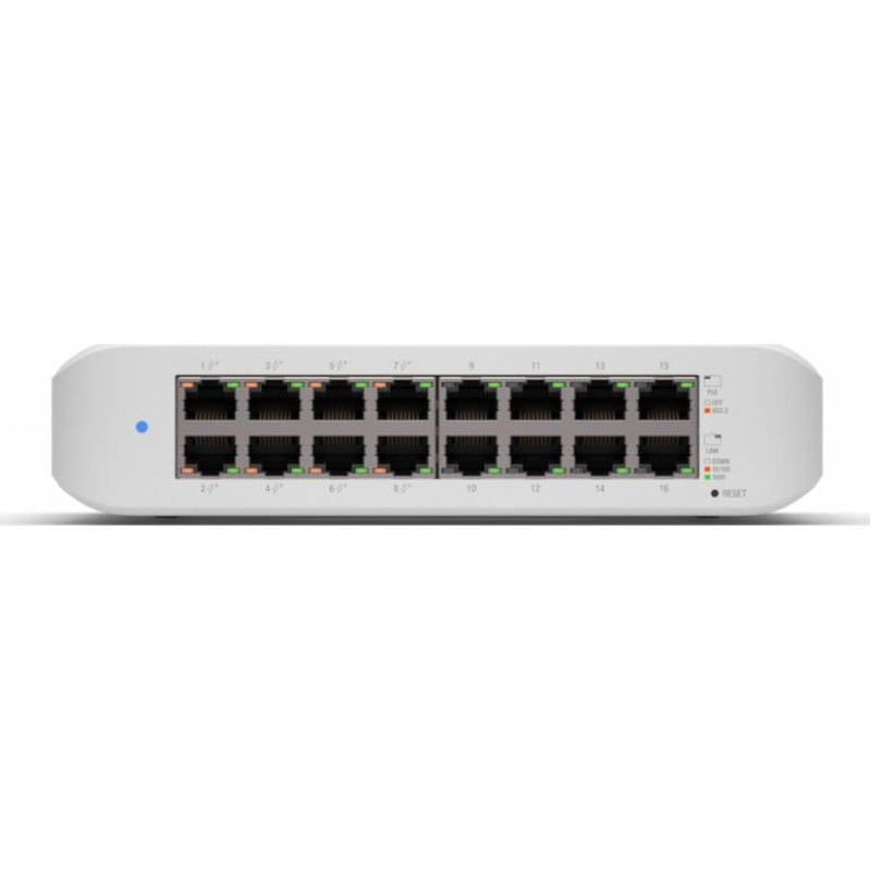 Ubiquiti Switch|UBIQUITI|USW-LITE-16-POE|Type L2|16x10Base-T / 100Base-TX / 1000Base-T|PoE+ ports 8|45 Watts|USW-LITE-16-POE